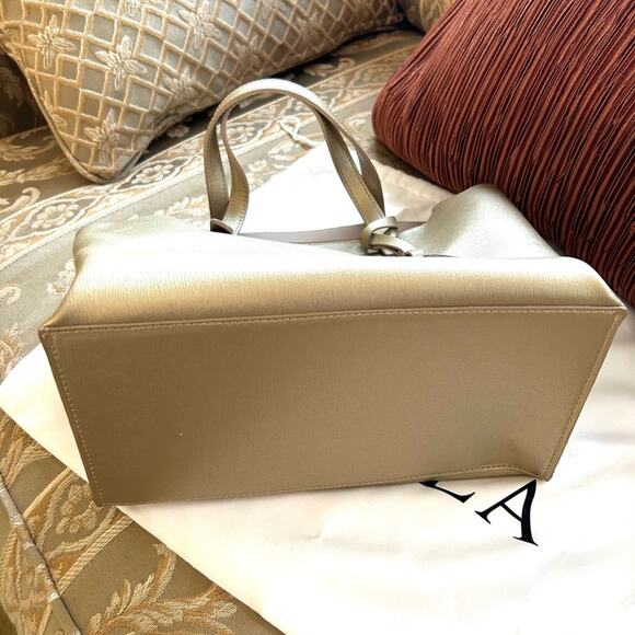 Furla Metallic Gold Mini Tote Bag New without tag - Picture 6 of 13